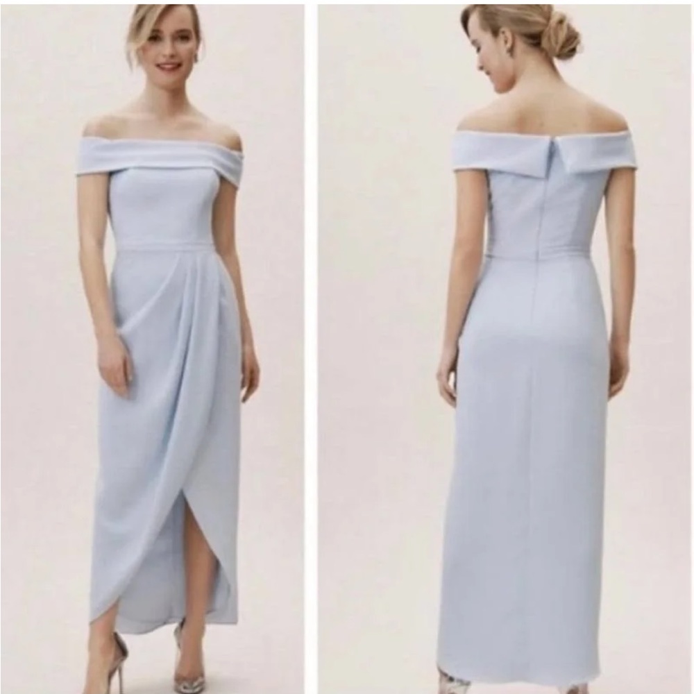 Anthropologie Light Blue Off-Shoulder Dress